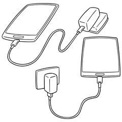 vector set of smartphone charging