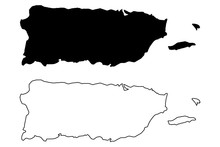 Puerto Rico Map Vector Illustration, Scribble Sketch  Puerto Rico