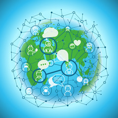 Wall Mural - Social media network vector concept. Abstract communication scheme