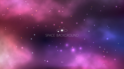 Wall Mural - vector space background with colorful nebula and bright stars.