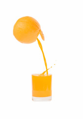 pour orange juice into a glass and a splash juice.