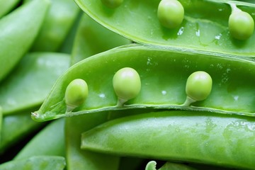 Fresh green peas for cooking view