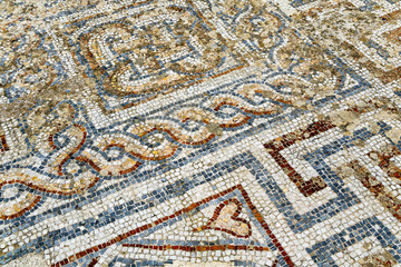 Wall Mural - Heart detail of ancient mosaic on the street of Roman Archaeological site of Ephesus in Turkey.