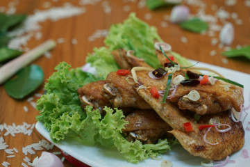 Wall Mural - Deep fried chicken wings are a good snack to eat.