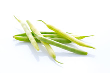 Yellow And Green String Bean Isolated On White.