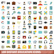 © ylivdesign - 100 distant education icons set, flat style