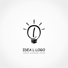 Wall Mural - Idea Logo. Letter F on Lamp Idea Logo