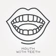 Line icon mouth with teeth