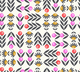 Poster - seamless pattern with abstract flowers and leaves