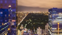 Time Lapse! Central Park And Upper West Side Manhattan New York City At Night From 62nd Floor. 