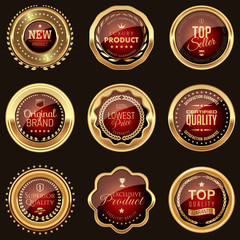 Wall Mural - Set of golden and luxury marketing badges