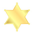 © mertsaloff - Sheriff star black symbol. Simple silhouette of six rays star with round tips.