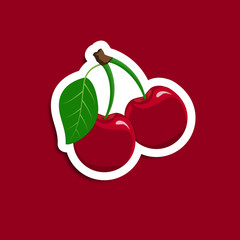 Sticker - Sticker of red cherry