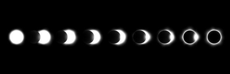 Wall Mural - different phases of solar and lunar eclipse . vector .