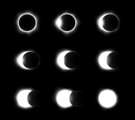 Wall Mural - different phases of solar and lunar eclipse . vector .