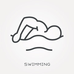 Wall Mural - Line icon swimming