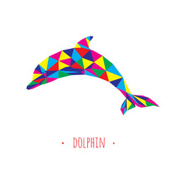Wall Mural - Dolphin stylized triangle polygonal model