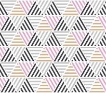 Modern Style Vector Illustration For Surface Design. Abstract Seamless Pattern With Triangle Motif In Natural Beige And Gray Colors.