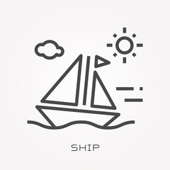 Wall Mural - Line icon ship