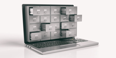 Laptop data storage concept. 3d illustration