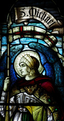 Poster - Archangel Michael in stained glass