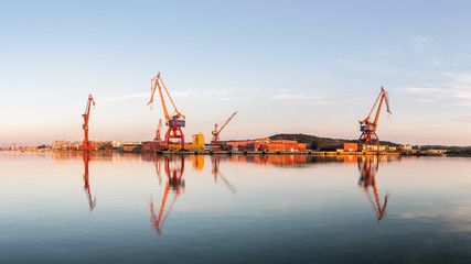 Old shipyard cranes in gothenburg from its shipyard epok.