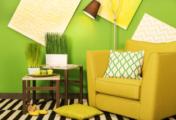 Poster - Green color in modern interior design