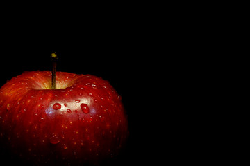 Red apple with black isolated background