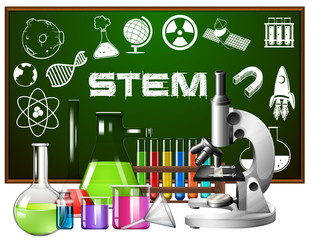 Wall Mural - poster design for stem education with science tools