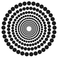 Poster - Radial geometric element series. Abstract black and white shape in concentric, circular style. Design elements with various distortion effects. Irregular geometric elements