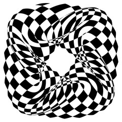 Poster - Radial geometric element series. Abstract black and white shape in concentric, circular style. Design elements with various distortion effects. Irregular geometric elements