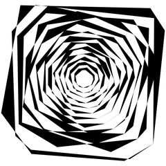 Leinwandbilder - Rough, edgy textured geometric element. Abstract black and white shattered shape.