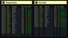 Flight Schedule Board At Airport, Travel Information, Arrivals And Departures
