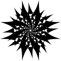 Poster - Radial geometric element series. Abstract black and white shape in concentric, circular style. Design elements with various distortion effects. Irregular geometric elements