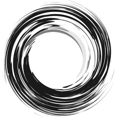 Poster - Concentric lines abstract geometric pattern / element. Radiating circles, rings circular shape. Monochrome geometric circle