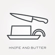 Line icon knife and butter