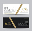 Gift Voucher template, ribbon gold glitter, vector illustration