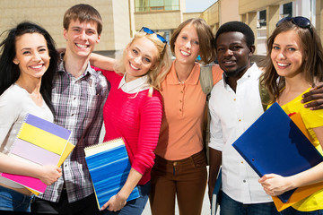 Wall Mural - Multi-ethnic students outside