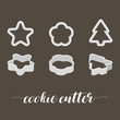 cookie cutter in various style, star, floral, christmas tree, flat design
