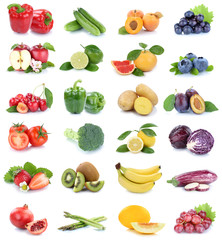  Obst und Gemüse Früchte Apfel Tomaten Beeren Melone Farben frische Collage Freisteller freigestellt isoliert