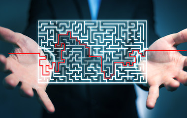 Poster - Businessman searching solution of a complicated maze