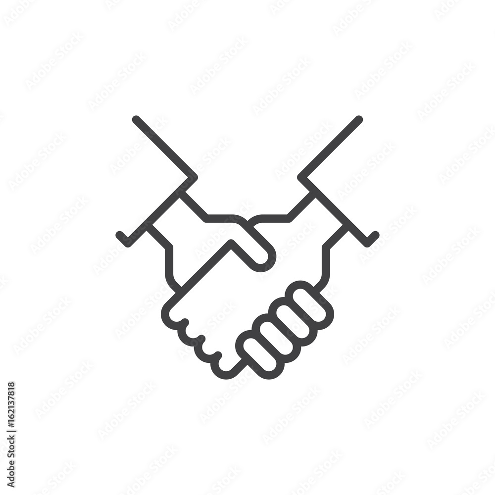 Partnering Sign Partnership, agreement line icon, outline vector sign, linear style ...