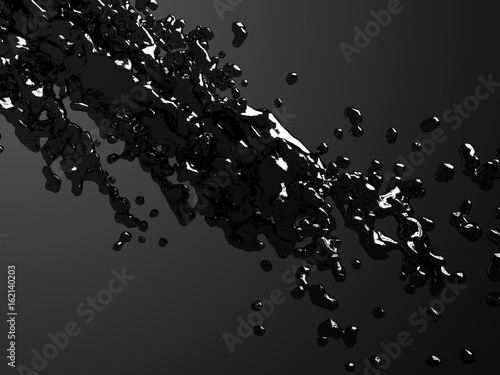 Plakat Вark abstraktów bąbelki ciecza pluśnięcie na czarnym tle