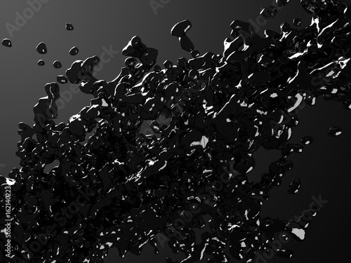 Zdjęcie XXL Вark streszczenie pęcherzyki cieczy splash na czarnym tle