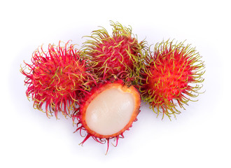 fresh rambutan isolate on white background