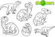 Cartoon funny dinosaurs, set of images
