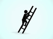The businessman picks up the stairs upwards, overcoming fear and striving for success. Career enhancement.