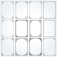 decorative rectangle frames and borders set vector