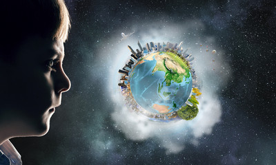 Wall Mural - Exploring this great world . Mixed media