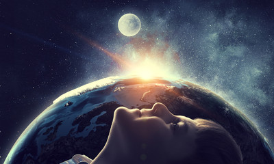 Wall Mural - Exploring this great world . Mixed media